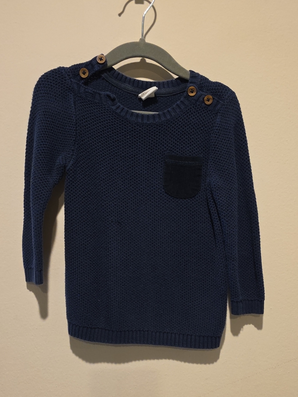 H&M Navy Knit Sweater with Shoulder Buttons
